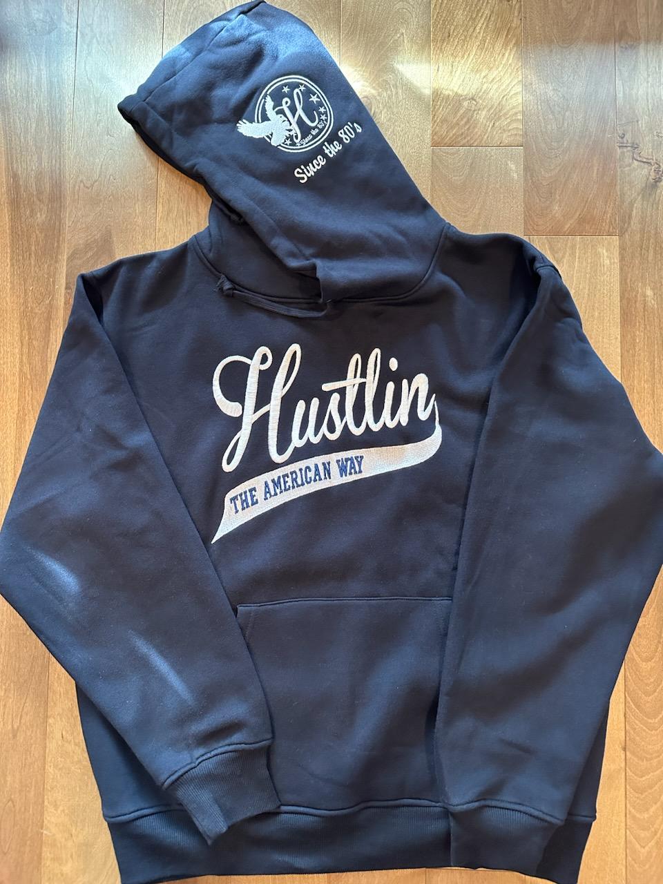 Navy Blue and Tan Hustlin Hoodie