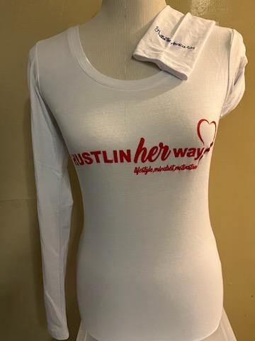 Red & White Hustlin herway Long Sleeve T-Shirt