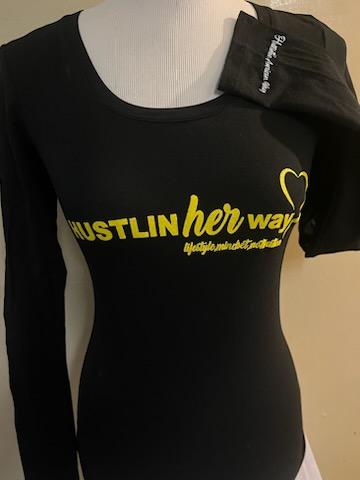 Black and Yellow Hustlin herway Long Sleeve T-Shirt