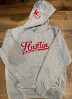 Grey and Red Hustlin Hoodie
