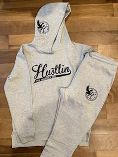 Grey and Black Hustlin the American Way Sweatsuit Set
