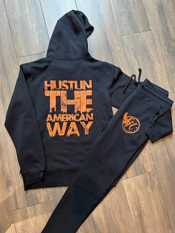 Black & Orange Hustlin the American Way Sweatsuit Set
